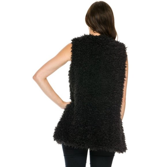 Faux Fur Long Vest NEW - Picture 3 of 4